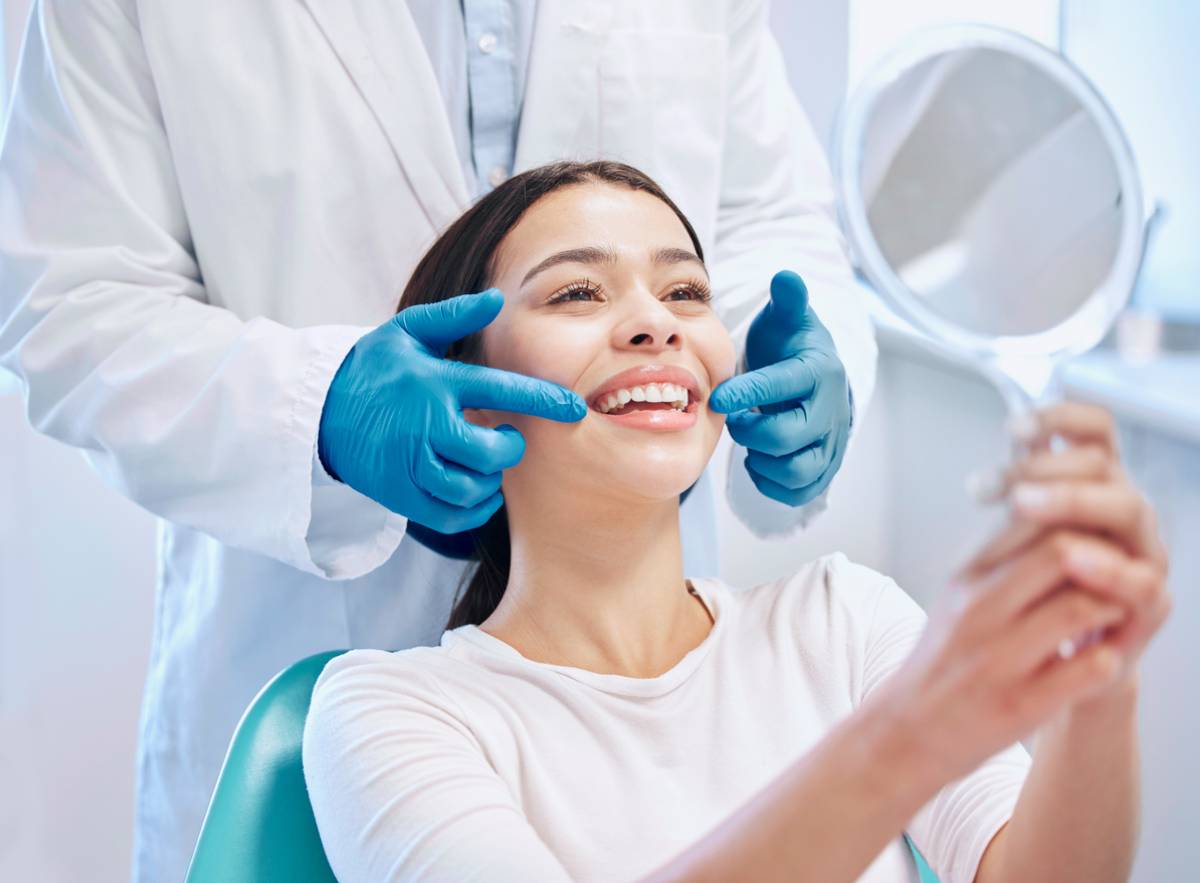 concept image of woman after dental cleaning